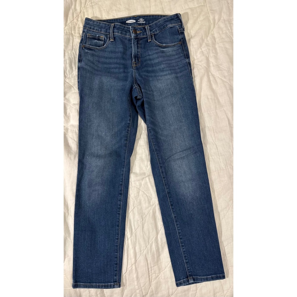 Old Navy Power Slim Straight High Rise Jeans Blue Size 2 Petite Secret Pockets